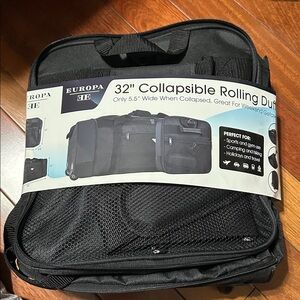 Black Collapsible Rolling Duffel Bag